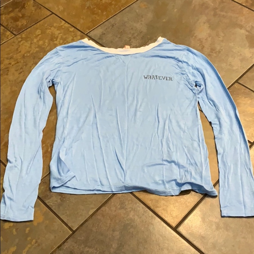 Zumiez Womens M "Whatever" Blue Long Sleeve Tee